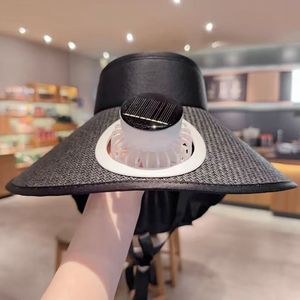 Gorra con Ventilador Solar, Sombrero de Paja de Ala Ancha, Recargable por USB, Protección Solar de Verano, Protección UV, Color Caqui, Beige, Negro - Product Image 4