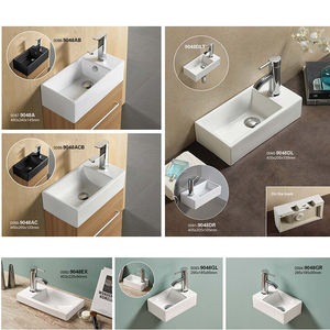 <span class=keywords><strong>Petit</strong></span> lavabo blanc européen en céramique pour salle de bain, à poser au mur, à bas prix, lavabo d'angle pour se laver les mains - Product Image 4