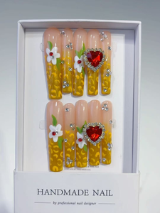 Ongles press-on de luxe à couverture complète |   Faux ongles réutilisables, longs, forme cercueil carré, avec option de logo personnalisé, 10 pièces, <span class=keywords><strong>en</strong></span> ABS - Product Image 4