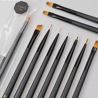 Lot de 10 pinceaux professionnels pour nail art avec manche en bois et poils en nylon pour la peinture au gel UV et les outils de manucure