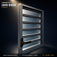 Fenêtre à persiennes en aluminium à manivelle manuelle, cadre à persiennes en verre réglable, étanche à la pluie, ventilation, pour villa, patio, sur mesure, vente en gros