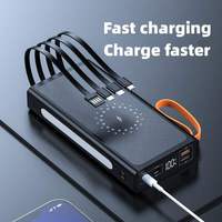 Banco de Energía Inalámbrico de Gran Capacidad 30000mAh, Cargador Portátil con Pantalla LED de 10W y 4 Cables para Uso en Exteriores