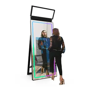 New có thể gập lại Selfie Photo Booth máy Led khung ma thuật gương Photo Booth gương Photo Booth với trường hợp máy in giao thông vận tải