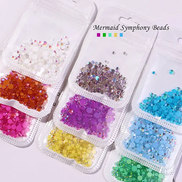 Meetnail wholesale 300pcs Half Round Imitation Pearls colorful 3D Nail Art Glitter Decorations Design DIY Jewelry Beads