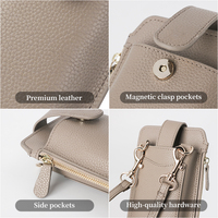 Sac de téléphone portable étanche sangle de téléphone avec portefeuille femmes sac à bandoulière en cuir en gros