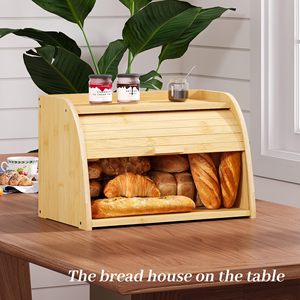 Boîte à pain en bambou pour comptoir de cuisine, couleur naturelle, design monocouche - Product Image 2