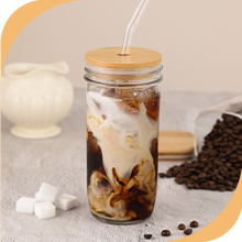 Verres à boire 16oz 20oz verre personnalisé avec couvercles en <span class=keywords><strong>bambou</strong></span> et pailles <span class=keywords><strong>gobelet</strong></span> <span class=keywords><strong>réutilisable</strong></span> pour le thé à bulles - Product Image 2