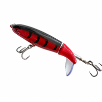 Leurre de surface articulé LUSHAZER Prop Tail Wake Lure 100mm 13g, flottant, pour la pêche au bar, au brochet et à la perche, avec hameçon triple, pour lancer