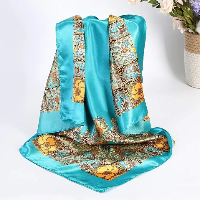 Bandana Tùy Chỉnh Vuông Satin Đầu Thương Hiệu Sang Trọng Tùy Chỉnh In Ảnh Trên Lụa Scarfs In Kỹ Thuật Số Khăn Cho Phụ Nữ Khăn Lụa