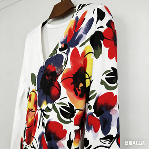 Blusa de Punto para Mujer OEM/ODM - Delicado Estampado Floral con Cuello en V - Product Image 2