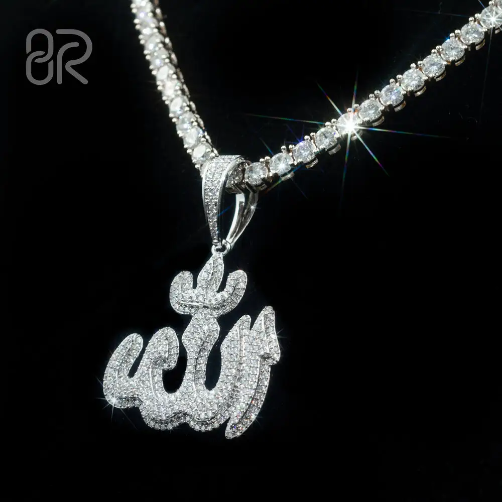 925 Silver VVS Moissanite Allah Pendants Wholesale Iced Out Gold Plating Hip Hop Necklace Men's Women's Pendant