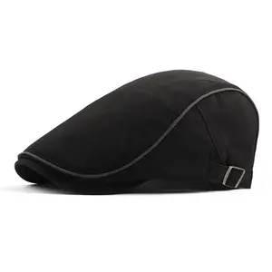 Custom Wholesale Mens Flat Cap Hat for Spring Fall Season Ivy Gatsby Cab Driving Duckbill Cap with Custom Logo