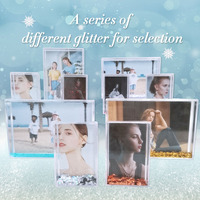 Bingkai foto Glitter berkilau Mini 2*3 inci kualitas tinggi bahan PS bingkai gambar akrilik mengambang cair untuk air