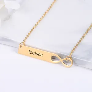 Customized Engraved Logo Charms Blank Necklaces Infinite Loop Necklace Valentine's Day Gift For Girlfriend