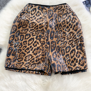 Ladies Sexy Slim Leopard Print Sequined Stretch Elastic Waist Mini Casual Women Shorts - Product Image 6