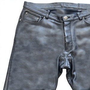 Pantalon en cuir PU unisexe personnalisé pour homme, taille mi-haute, décontracté, style streetwear, empilé, punk, hip-hop, avec patch brodé - Product Image 2