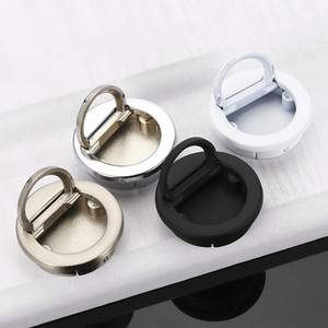 Tatami Round Bouncing <b>Silver</b> Alloy Handle Embedded Invisible Rotating Concealed <b>Drawer</b> Cabinet Door Handle - Product Image 4
