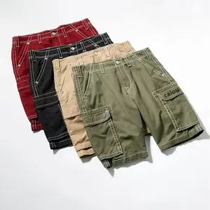 Individuelles gesticktes Logo Halbhosenshorts Bermuda für Herren atmungsaktive Anti-Falten-Nylon-Cargo-Hose Knie-Länge-Cargo-Shorts