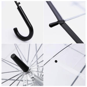 Parapluie transparent avec logo personnalisé, motif 16 baleines, fibre durable, renforcé, ouverture automatique, manche long, épaissi, en POE, en stock - Product Image 4