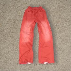 New Fashion Thick Cotton Wide <b>Leg</b> Sweatpants Men Custom logo Printed Acid Washed Stripe Sweatpants - Product Image 4