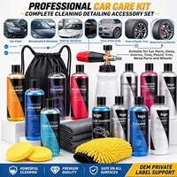 Kit d'entretien complet pour voiture de 500 ml, ensemble d'accessoires de nettoyage et de polissage avec sac portable pour le lavage et le polissage des voitures