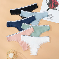 Culottes pour Femmes en Pur Coton, String Taille Basse, Sous-Vêtements en Dentelle pour Filles et Femmes, Vente en Gros