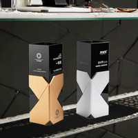 2025 nouveau Design or argent métal X avec trophée de récompenses en verre de cristal noir MH-J0477 d'autres produits d'artisanat en cristal