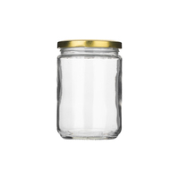 Bocaux de conserve uniques en verre en gros, 16 onces (500 ml), forme ronde, pour salsa, salade, gelée, confiture, miel, avec couvercles métalliques