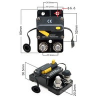 Disyuntor de alto voltaje M10 Stud E9C 100A Reinicio manual IP67 18kA Motor de arrastre de barco marino automotriz de montaje en superficie de 2 polos