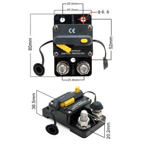 M10 Bolzen Hochspannungs-Leistungs schalter <span class=keywords><strong>E9C</strong></span> 100A Manueller Reset IP67 18kA 2-poliger oberflächen montierter Kfz-Schiffsboot-Trolling-Motor - Product Image 2