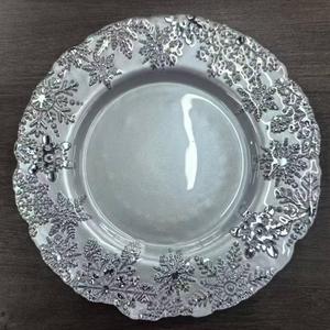 Plaques de chargeur en verre de haute qualité motif de <span class=keywords><strong>neige</strong></span> de noël blanc fêtes de mariage et décoration de la maison technique gravée - Product Image 2
