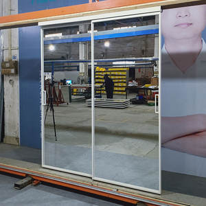 HDSAFEミラードアホワイトブラックフレームアルミ2引き戸ワードローブクローゼットインテリアベッドルームバスルームミラースライドガラスドア - Product Image 2