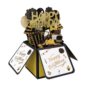 Biglietto d'Auguri 3D Pieghevole <span class=keywords><strong>di</strong></span> Lusso Evergreenwrap, Stile Scatola Nera, Creativo ed Elegante per <span class=keywords><strong>Compleanno</strong></span> - Product Image 1