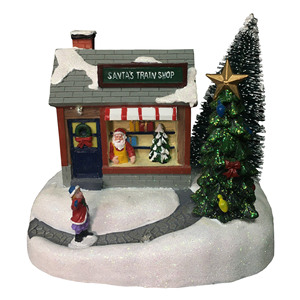 Village de Noël coloré Melody, décoration de Noël, scène de magasin <span class=keywords><strong>du</strong></span> train <span class=keywords><strong>du</strong></span> Père Noël, <span class=keywords><strong>maison</strong></span> de Noël éclairée par LED - Product Image 6