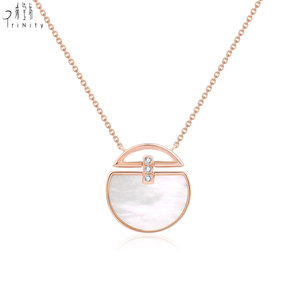 High Quality Wholesale Natural Mother-of-Pear Necklace Fine Jewelry Manufacturer Export 18K Solid Gold Natural Diamonds Necklace - Product Image 1