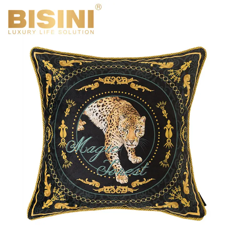 Italy Style Royal King of Speed Cheetah Cushion Magic Forest Golden pattern living room back cushion Short Plush Pillowcase