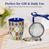 Tasse infuseur à thé en céramique marocaine de style bohème rétro, écologique, anti-fuite et compatible lave-vaisselle, personnalisable pour fabricants