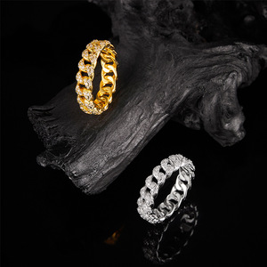 Anillo de cadena retorcida con moissanita pavé, plata de ley S925, bicolor, apilable, de moda, para mujer, regalo. - Product Image 4