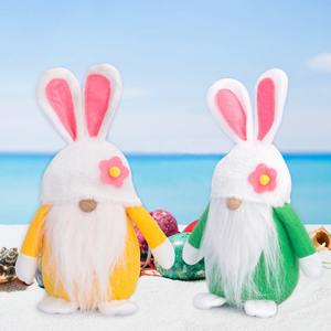 Plush Easter Bunny Gnomes in Pink Bright Yellow Fresh Green Adorned with Flowers-Easter Decorations & Gifts - Product Image 6