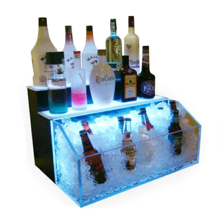 Tdp nhà máy tùy chỉnh Cooler Led Bar biểu tượng tùy chỉnh Acrylic bia đứng giáng sinh Ice xô kệ trưng bày