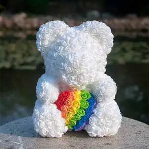 Urso de pelúcia rosa feito à mão, presente artificial de urso para o dia dos namorados, dia das mães, aniversário de casamento