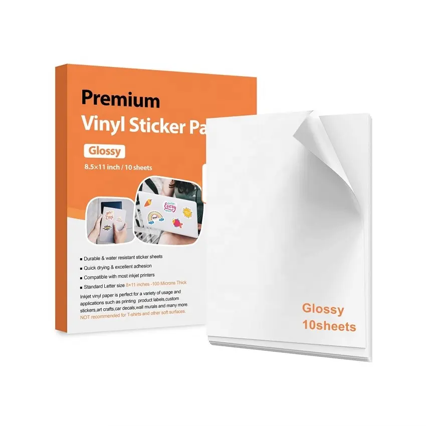 KYW A4 Shipping Waterproof Printable Vinyl Self Adhesive A4 Sheets Size White Label Sticker Paper