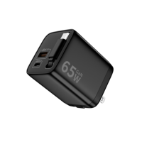 Cargador Justlink PD de 65W GaN con Adaptador USB-C y USB-A, Enchufe EU/US/UK, Cargador de Pared USB-C con Cable Retráctil para iPhone