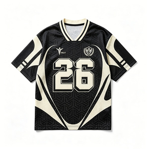 Jersey Sepak Bola Vintage Grosir, Cetak Sublimasi, Bahan Polyester, Pakaian Rugby Cepat Kering, Model Boxy Streetwear, Kaos Sepak Bola Retro Custom - Product Image 3