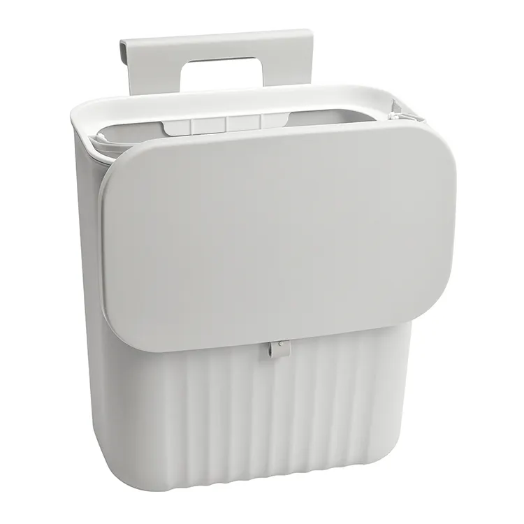 New Style Home Kitchen Portable 9l Square Kitchen Bin,Plastic Wall Mounted Trash Can With Lid