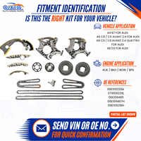 Kit de chaîne de distribution pour Audi A4 B7 A6 C6 A8 D3 Quattro Avant 4F5 AUK BKH BDW BPK 15 pièces 06E109229A Pièces de rechange pour distribution moteur