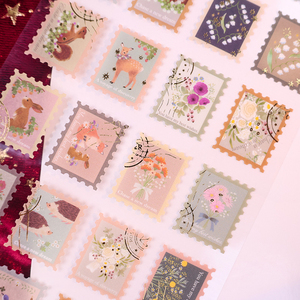 Autocollants de scrapbooking DIY <span class=keywords><strong>personnalisés</strong></span>, style dessin animé, feuille d'or, résistants aux UV, adhésifs, motif de <span class=keywords><strong>timbre</strong></span>-<span class=keywords><strong>poste</strong></span> vintage pour les voyages - Product Image 5
