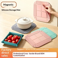 Tapis magnétique réutilisable en silicone résistant à la chaleur, assiettes pliantes magnétiques multifonctionnelles en silicone, bols de camping pliables