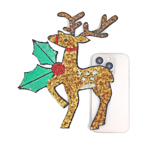 Exquisito brillante Navidad Reno lentejuelas hierro-en parche moda-adelante diseñador personalizado PVC para ropa de lona - Product Image 4