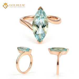 Goldleaf Custom 14K Gold Marquise Cut Lab Grown Sapphire Ring Prong Setting Classic Style for <b>Gift</b> Daily Anniversary - Product Image 4